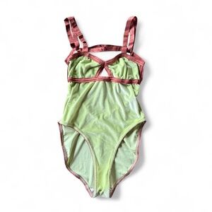 Solstice Intimates Velvet Lime and Brown Bodysuit